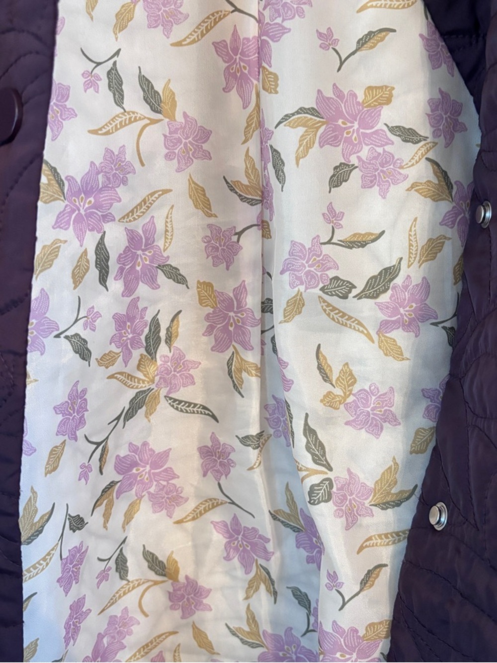 Tribal Jeans Quilted Long-Sleeve Puffer Shacket - Plum, Size Large. - Picture 9 of 11